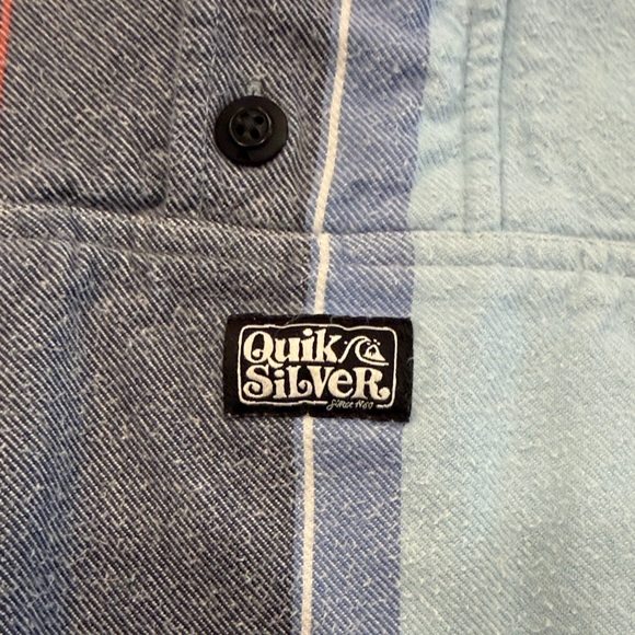 Quiksilver Striped Hooded Shirt Jacket in Blue and Gray - Picture 3 of 6
